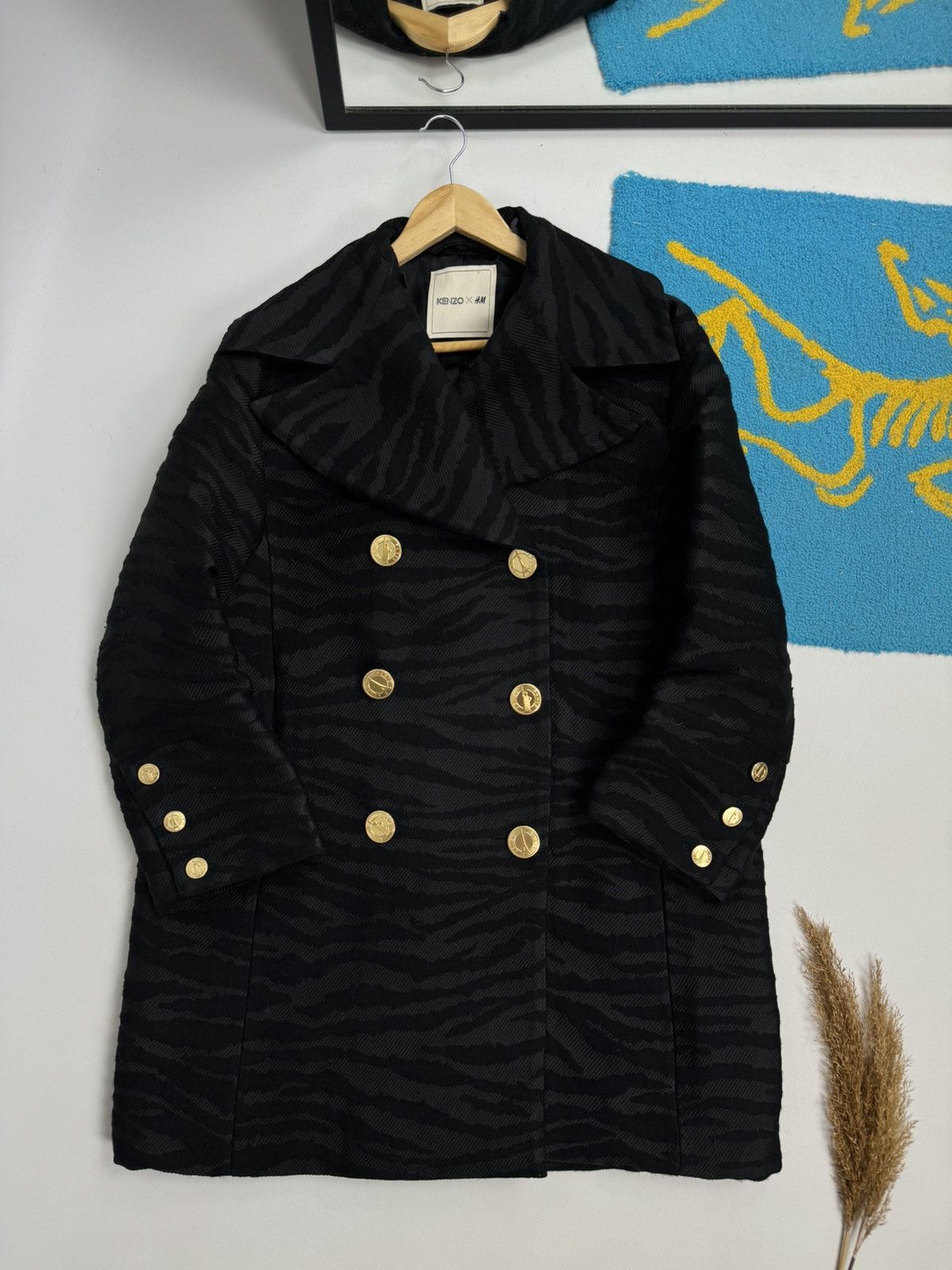 image of Kenzo X Hm Leopard Ss16 Coat Jacket in Black, Women's (Size Medium)