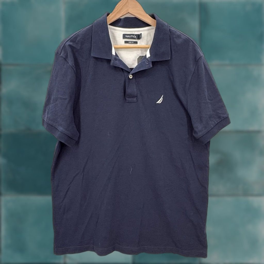 Nautica Nautica Polo Shirt Mens XL Navy Slim Fit 100% Cotton Short Sleeve Logo Casual Size US XL / EU 56 / 4 - 1 Thumbnail