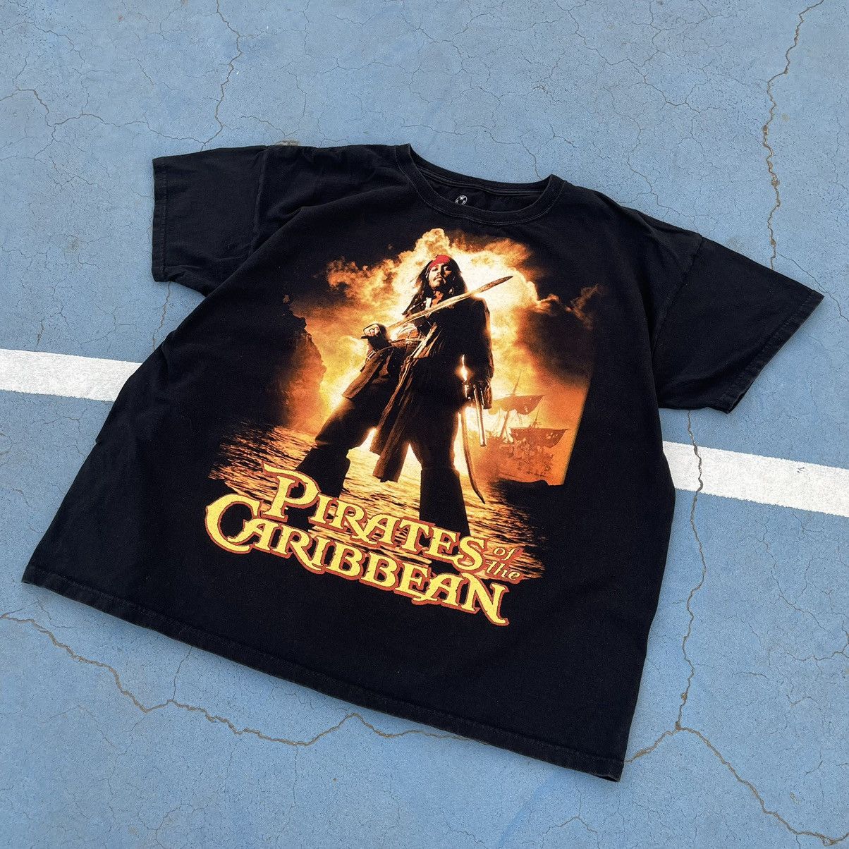 image of Disney Pirates Of The Caribbean 2004 Captain Jack Sparrow Shirt in Black, Men's (Size 2XL)