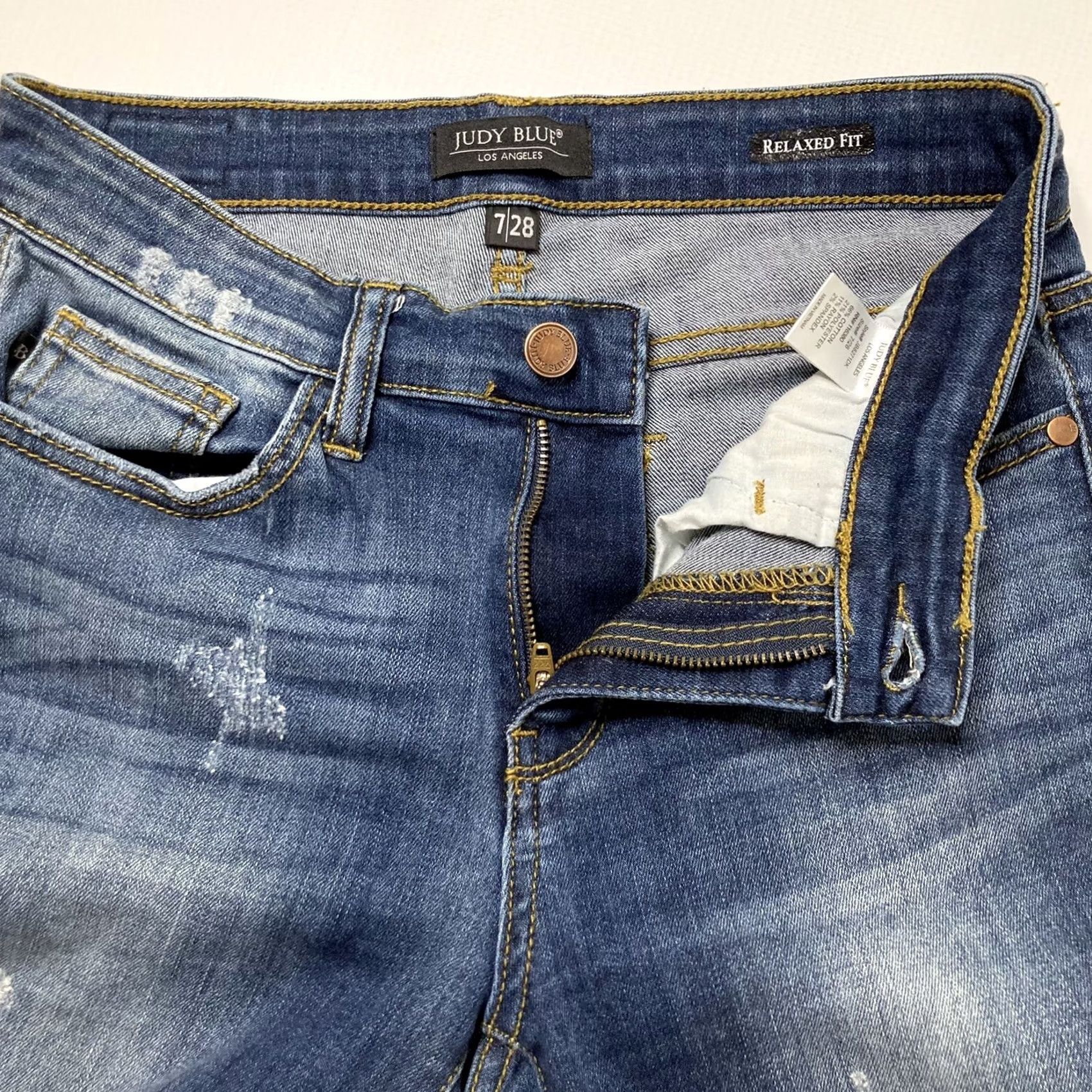 Vintage Judy Blue Relaxed Fit Crop Jeans Distressed Ripped Medium Wash 28x27 Size 28" / US 6 / IT 42 - 5 Thumbnail