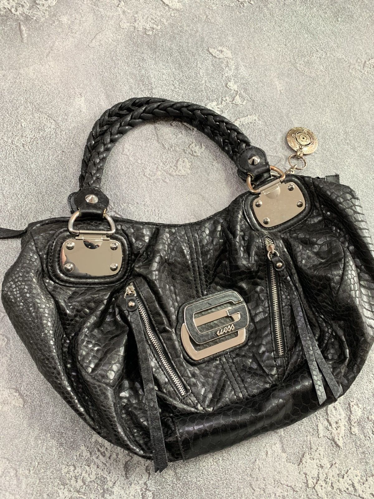 Guess Vintage Guess Y2K Black HandBag Avant Garde Python Patern Size ONE SIZE - 3 Thumbnail
