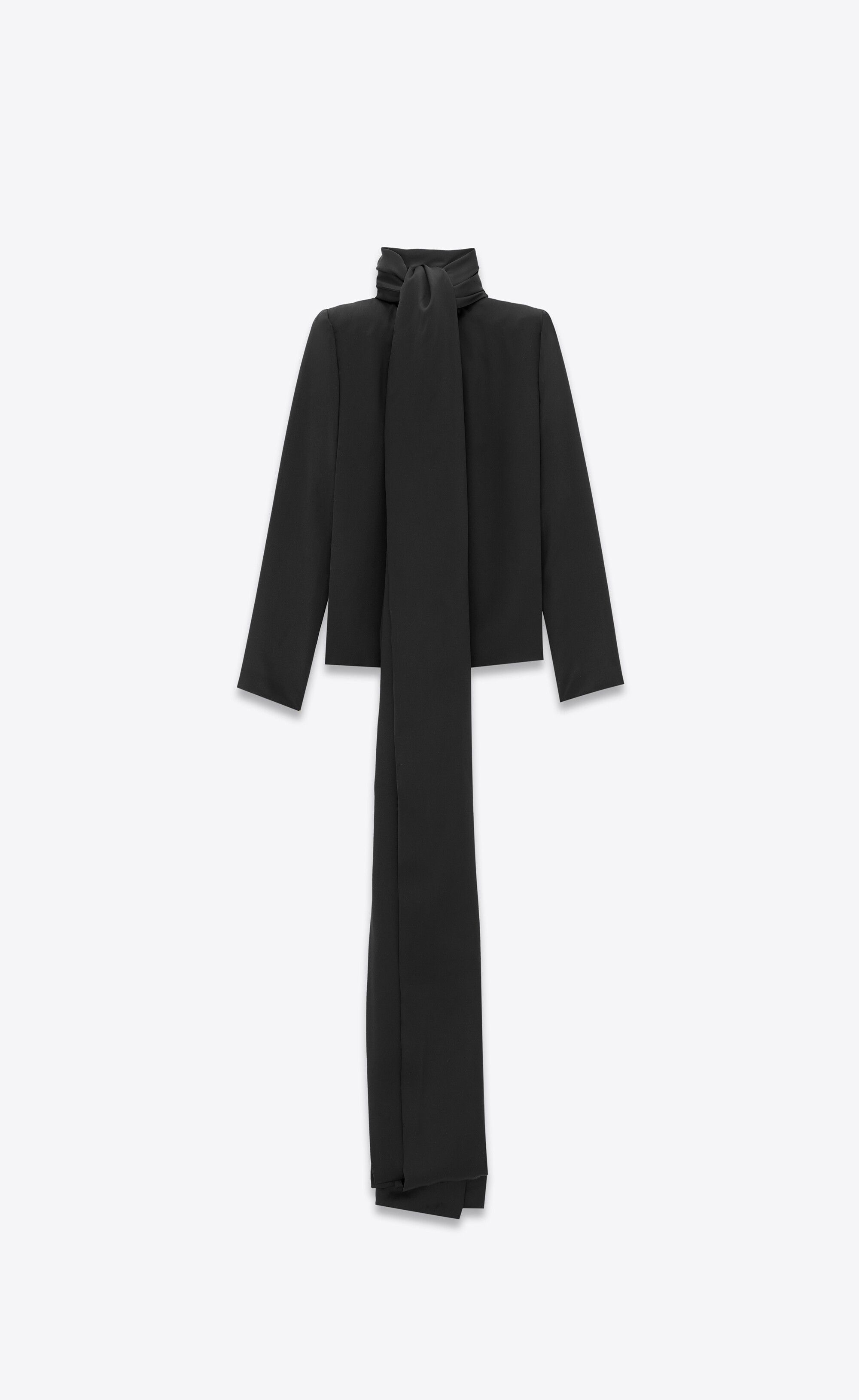 Saint Laurent Paris o1s1wg110125 770093 Lavallière-Neck Blouse Silk Satin Black Size XS / US 0-2 / IT 36-38 - 6 Thumbnail