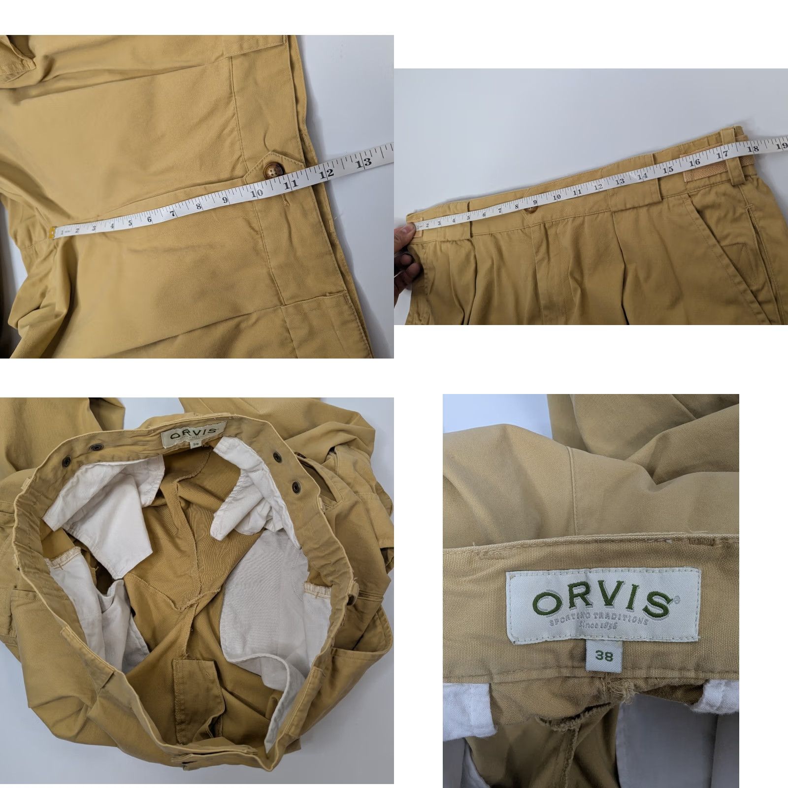 Orvis Orvis Cargo Pants Men's 38 Khaki Unhemmed Adjustable Waist Canvas Cotton Pocket Size US 38 / EU 54 - 8 Thumbnail