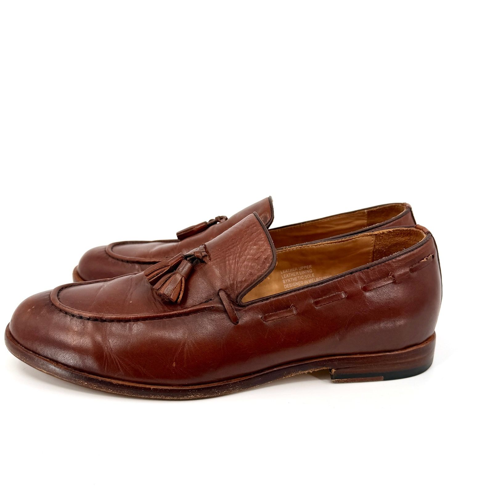 Vintage Elanroman Brown Leather Preppy Tassel Loafers Size US 11 / EU 44 - 6 Thumbnail