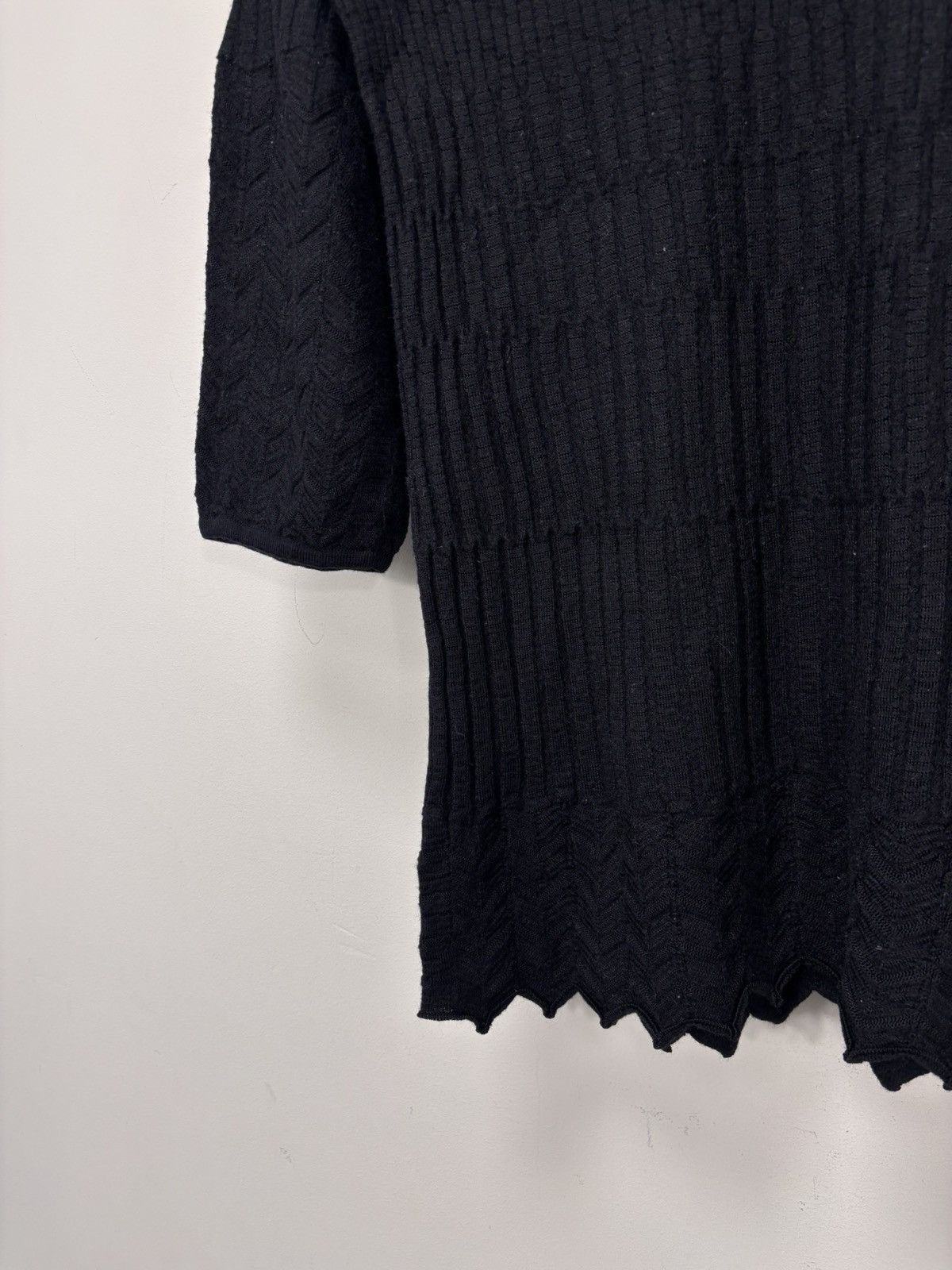 Missoni Missoni M Women’s Black Ribbed Knit Top Short Sleeve Sweater Size S / US 4 / IT 40 - 4 Thumbnail