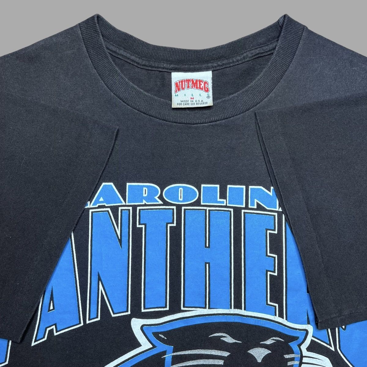 NFL × Nutmeg × Vintage 1993 NFL Carolina Panthers 3D Spell Out Graphic Nutmeg Tee Size US M / EU 48-50 / 2 - 2 Thumbnail