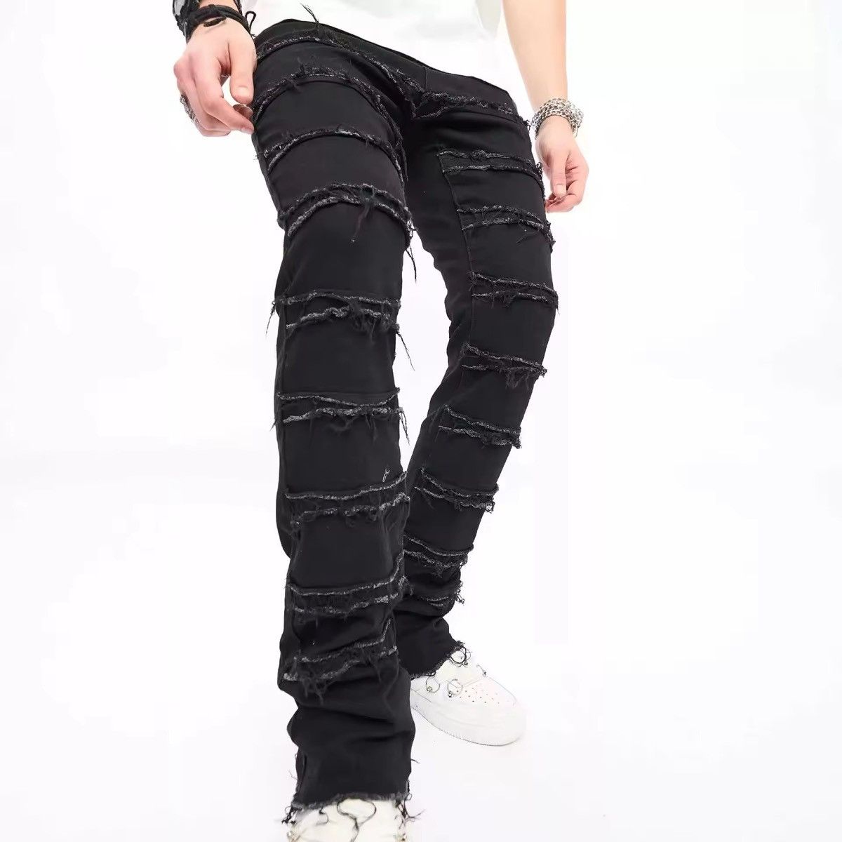 Jean × Vintage Men Distressed Spliced Slim Flared Jean Size US 36 / EU 52 - 4 Thumbnail