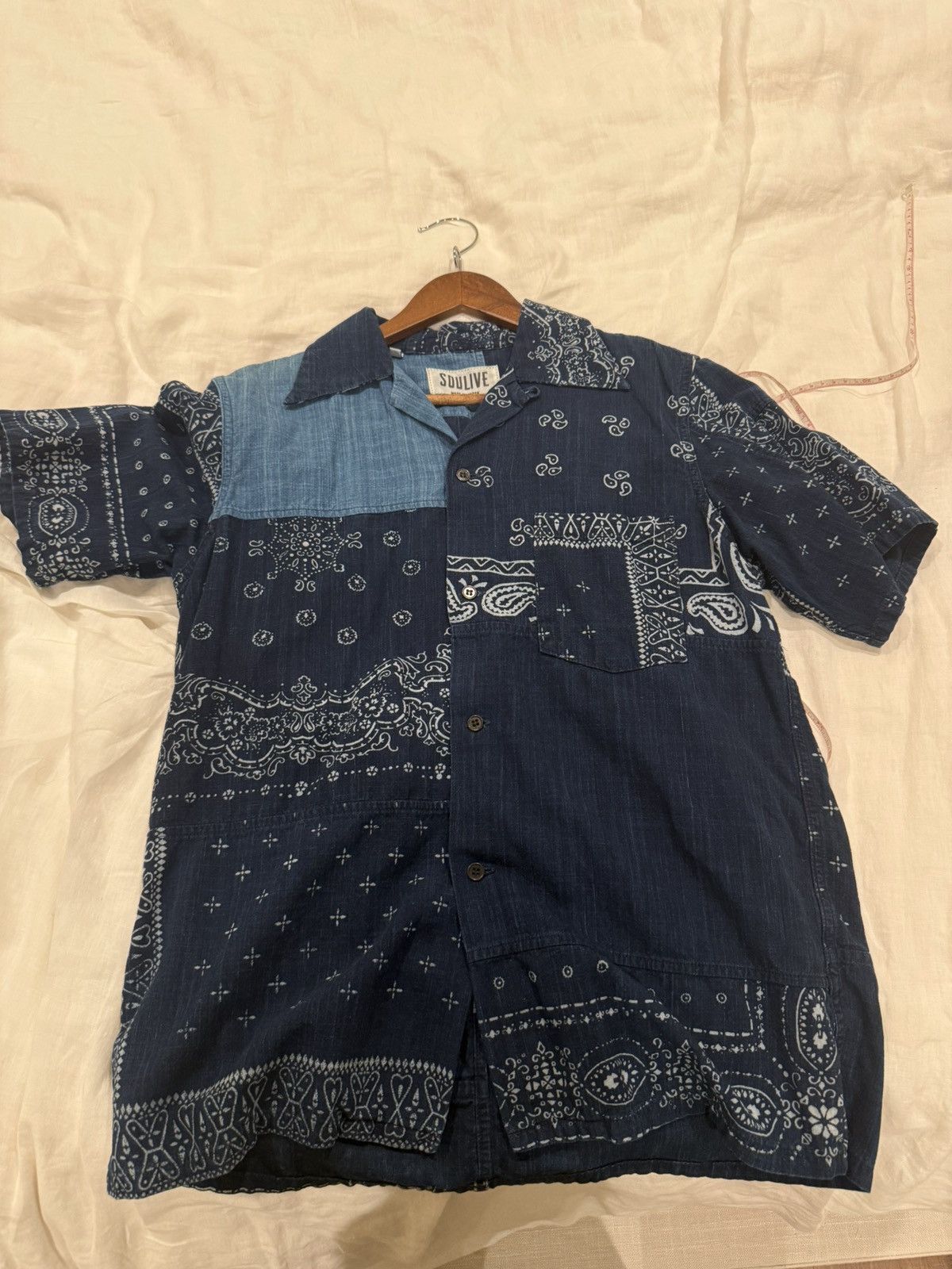Soulive Soulive Ranru indigo bandana patchwork button up shirt Size US M / EU 48-50 / 2 - 1 Thumbnail