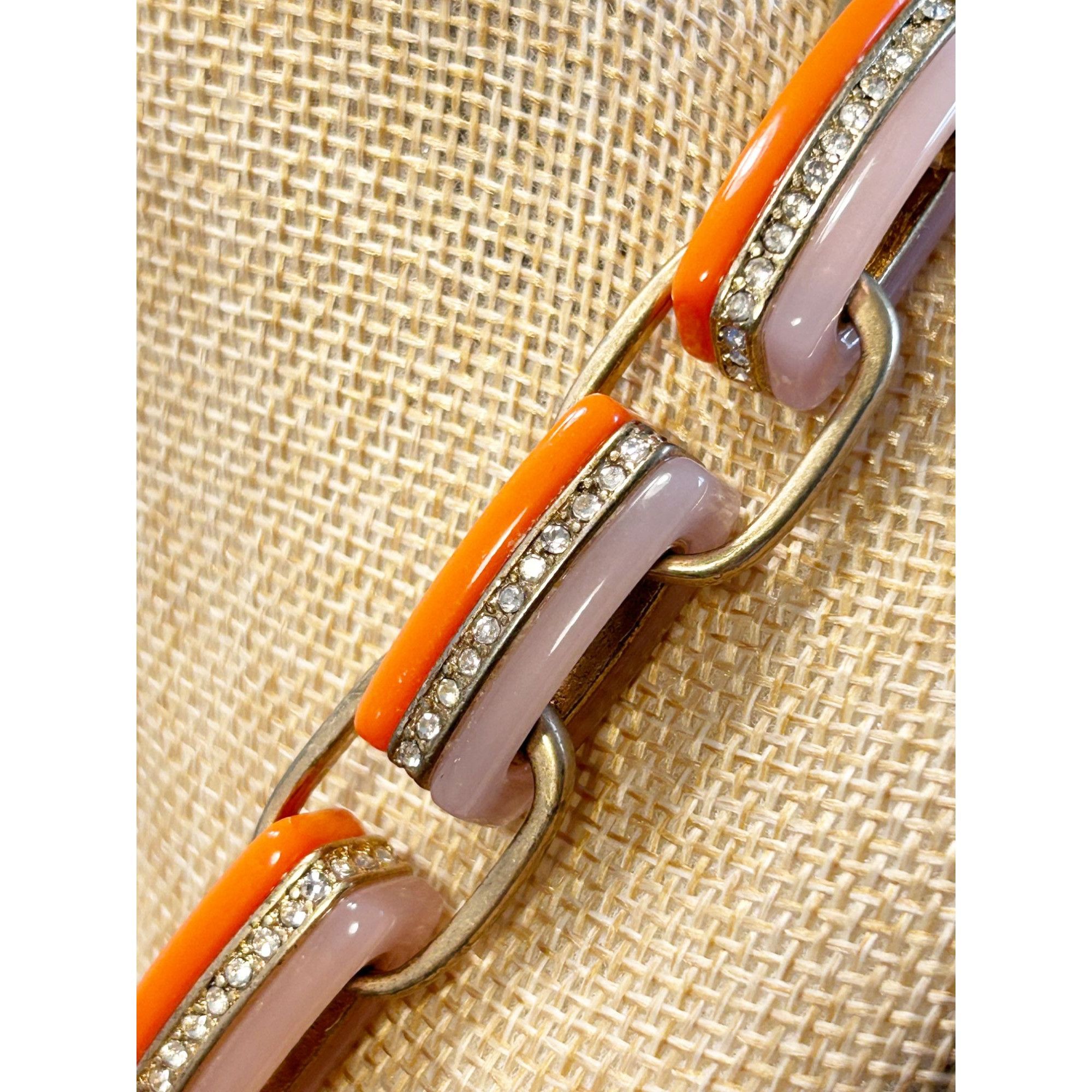 J.Crew J. Crew Enamel Crystal Chain Link Statement Necklace in Oran Size ONE SIZE - 5 Thumbnail
