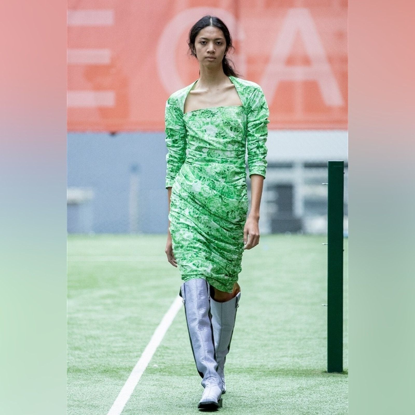 Ganni Ganni Floral cotton-poplin midi dress Green 34 Size XS / US 0-2 / IT 36-38 - 1 Thumbnail