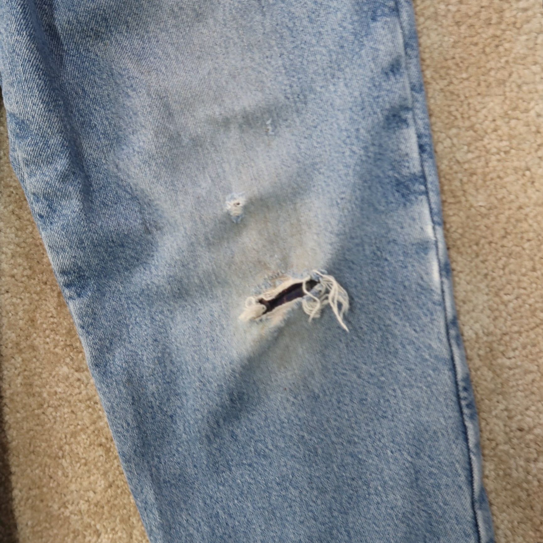 Vintage VINTAGE LL Bean Flannel Lined Jeans Men 35x34 Distressed Denim Blue Size US 35 - 2 Thumbnail