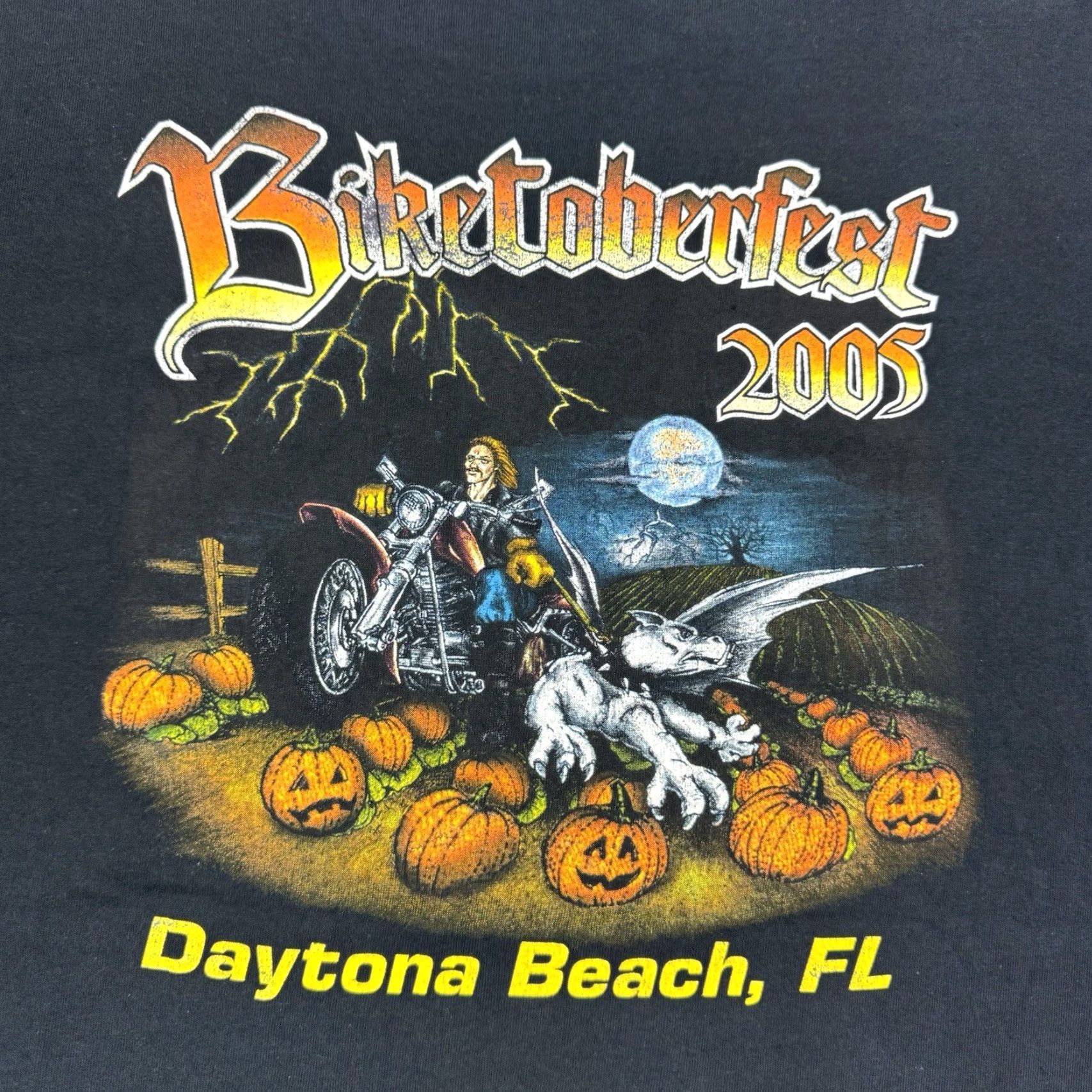 Delta VINTAGE Biker T-Shirt Delta Men’s Short Sleeve Crew Neck Graphic Print Black L 2005 Biketoberfest/Y2K Mens Size US L / EU 52-54 / 3 - 2 Thumbnail