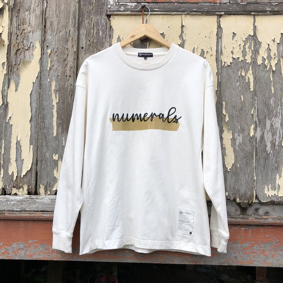 image of Vintage Nmr Numerals Long Sleeve Tshirt in White, Men's (Size Medium)