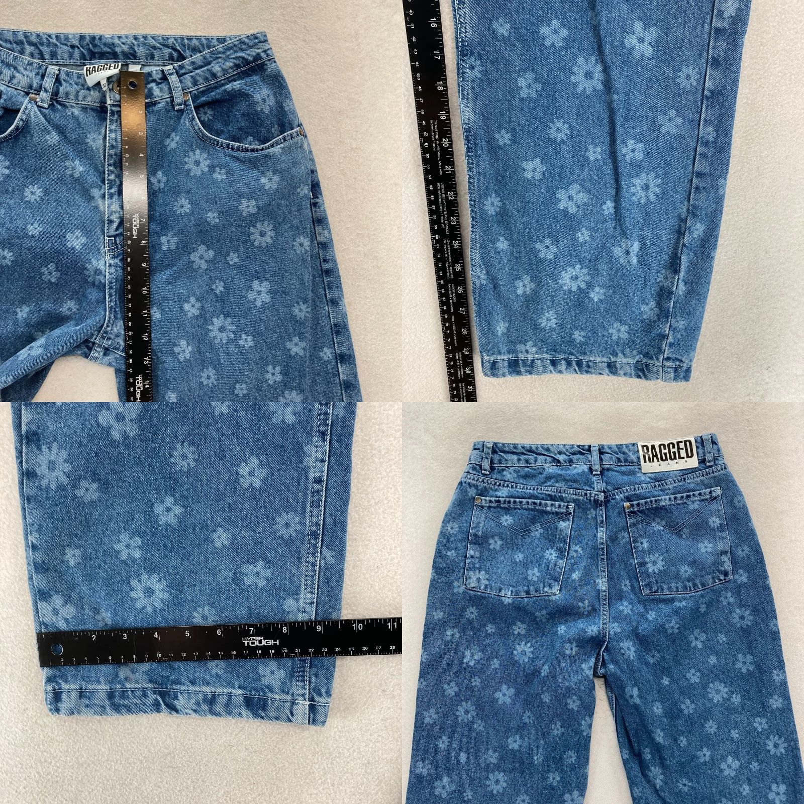 The Ragged Priest RAGGED Priest Jeans Women's 32 Baggy Loose Straight Blue Floral Denim Y2K Skater Jeans Size 24" / US 00 / IT 34 - 8 Thumbnail