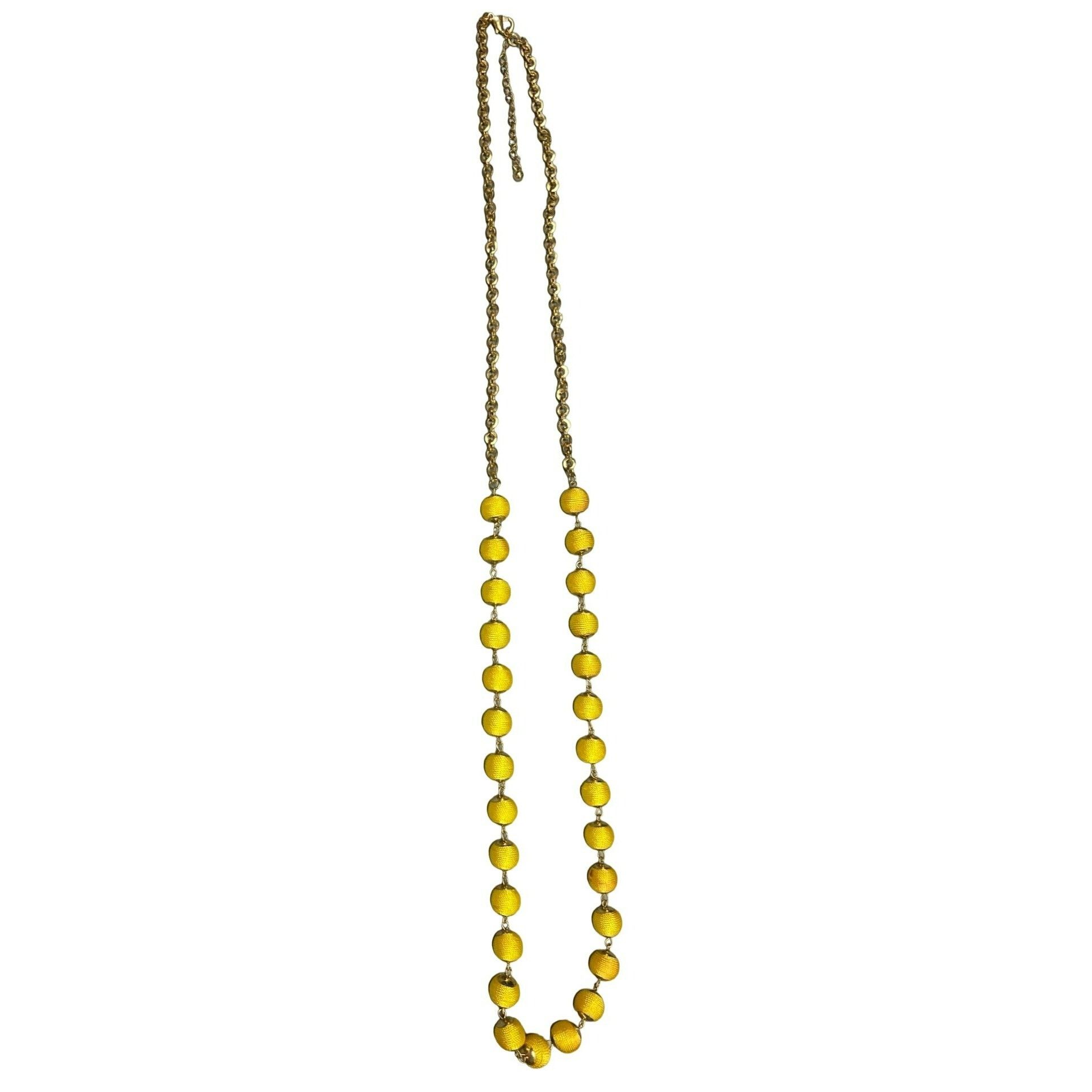 Other Vintage Gold Chain Necklace With Yellow Thread Wrapped Beade Size ONE SIZE - 1 Thumbnail