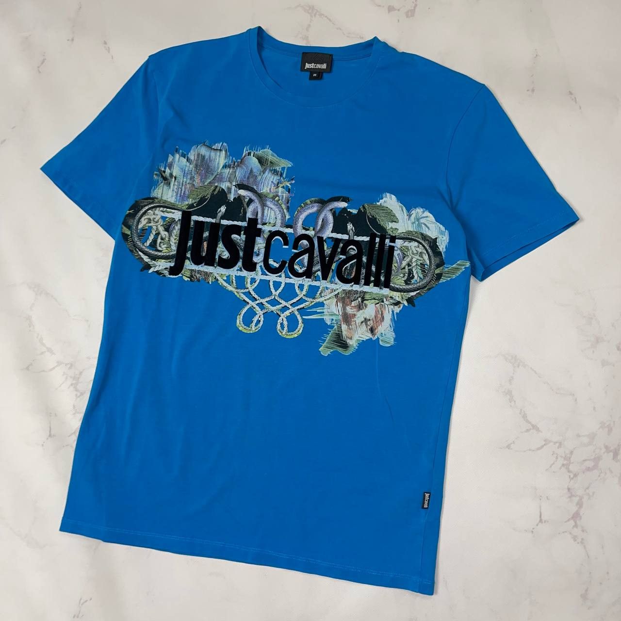 Just Cavalli Just Cavalli Blue Cotton Graphic Printed T-Shirt Size M Mens Size US M / EU 48-50 / 2 - 2 Thumbnail