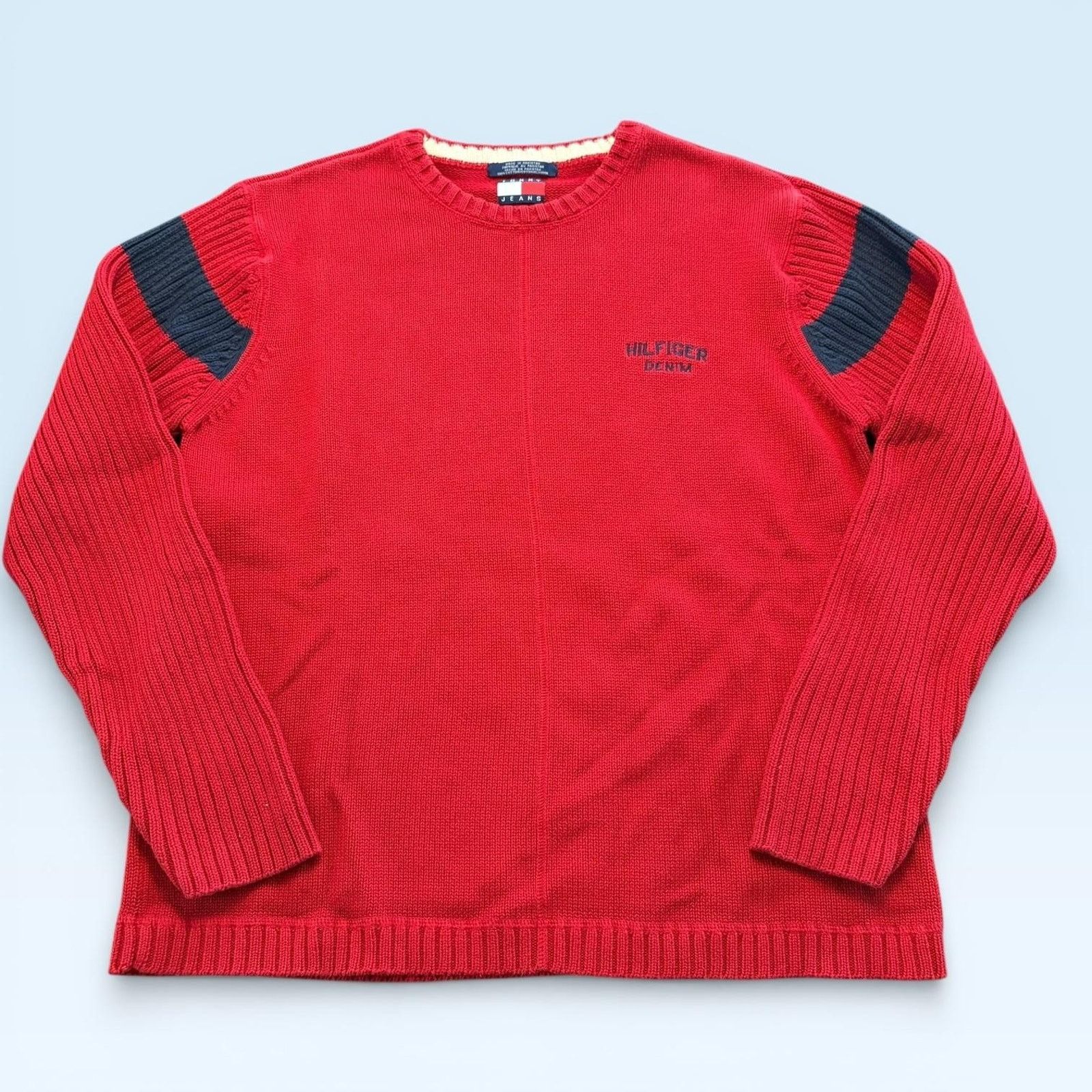 Tommy Jeans Vtg Tommy Jeans Sweater Mens Large Red Hilfiger Pullover Y2K Size US L / EU 52-54 / 3 - 1 Thumbnail