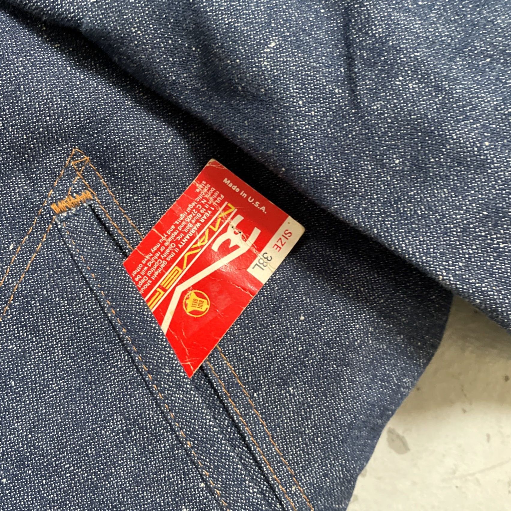 Denime VINTAGE Maverick Denim Lined Trucker Jacket Unisex Adults 38 Blue NWT USA Western 70s 80s Rancher Chore Workwear Cowboys Mens Womens Size US XXS / EU 40 - 2 Thumbnail