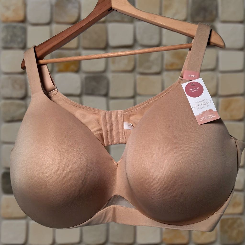 Vintage Cacique Bra 50DDD Full Coverage Padded Underwire Comfort Bliss Beige Tan NEW Women's Size ONE SIZE - 1 Thumbnail