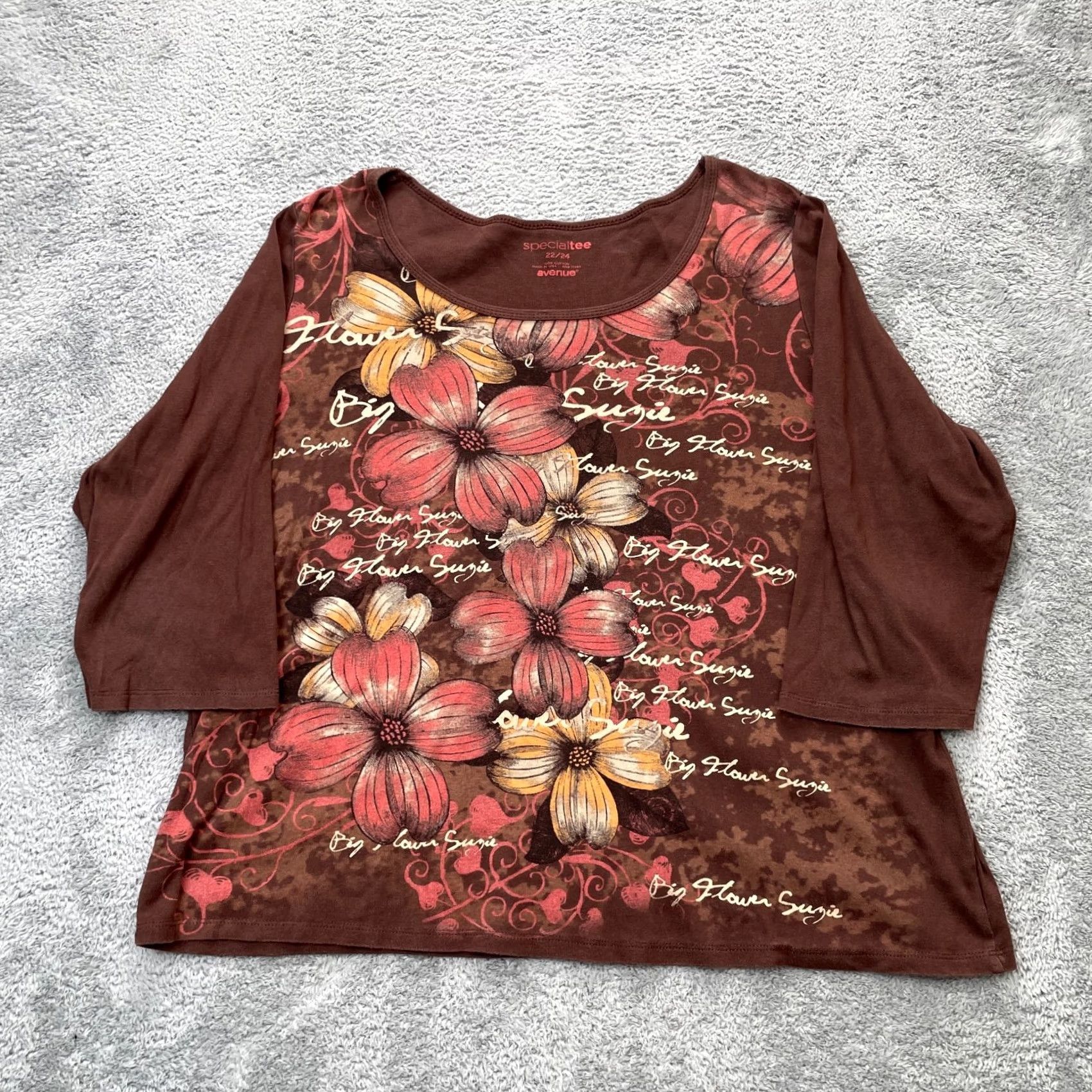 Avenue VINTAGE Specialtee Avenue Shirt Womens 2X Brown Floral Cotton y2k 90s AOP Streetwear Size XXL / US 16-18 / IT 52-54 - 2 Thumbnail