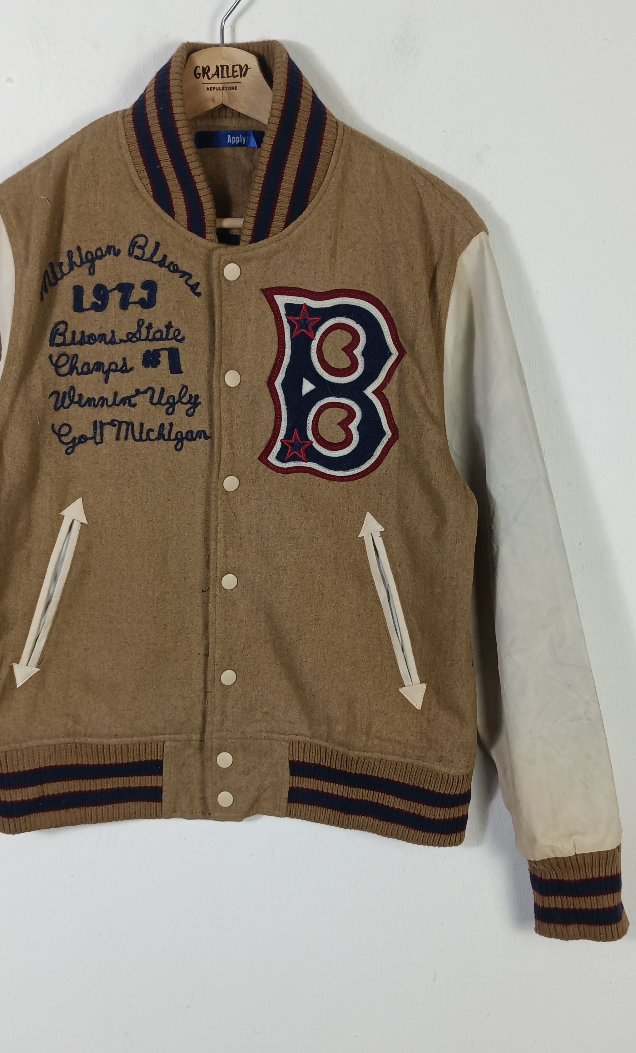 Japanese Brand × Vintage 90🔥Vintage Apply Letterman Varsity Jacket Size US M / EU 48-50 / 2 - 5 Thumbnail