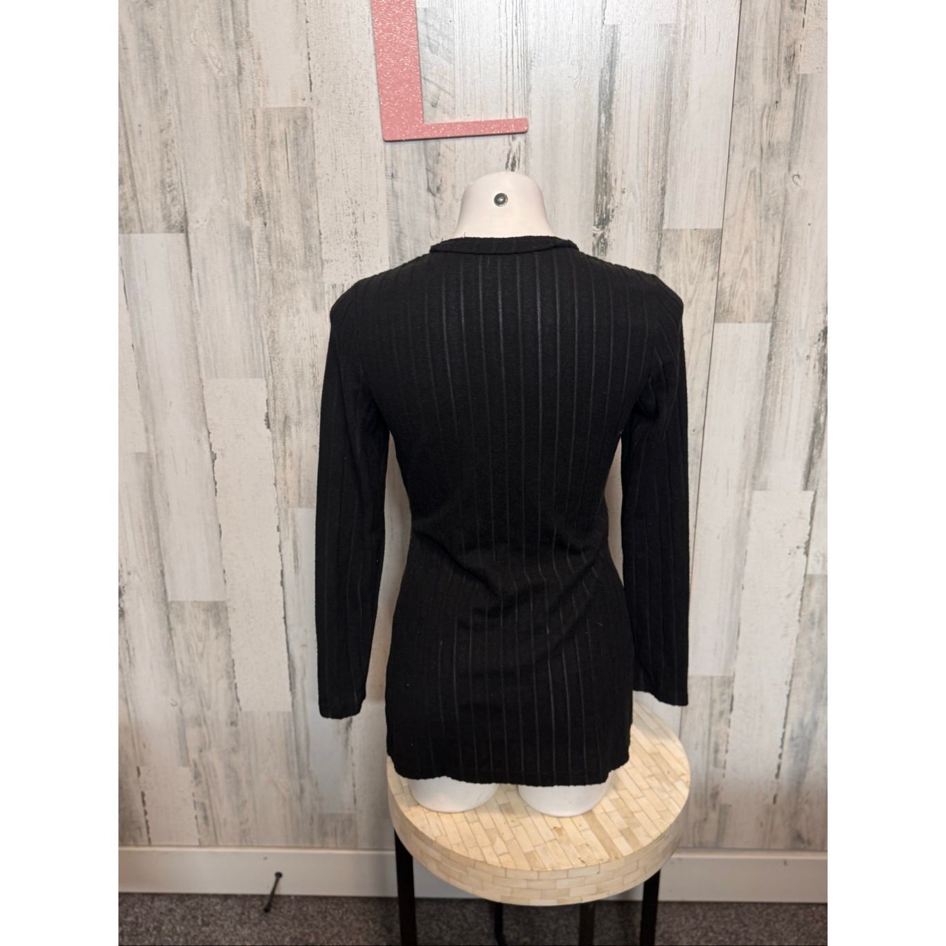 Other Black Ribbed Long Sleeve Split Side Top | Size Large Size L / US 10 / IT 46 - 4 Thumbnail