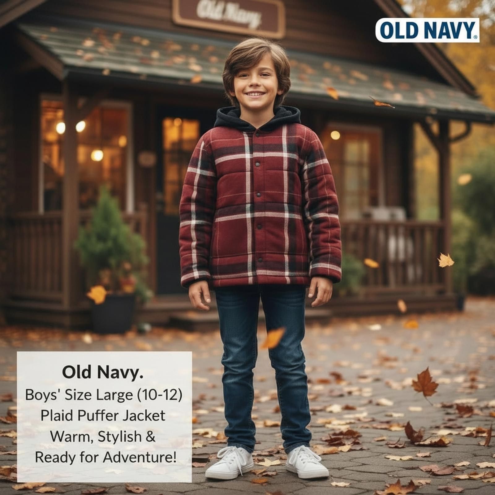 Old Navy Old Navy Boys' Quilted Plaid Puffer Jacket, Large (10-12) Size US L / EU 52-54 / 3 - 2 Thumbnail