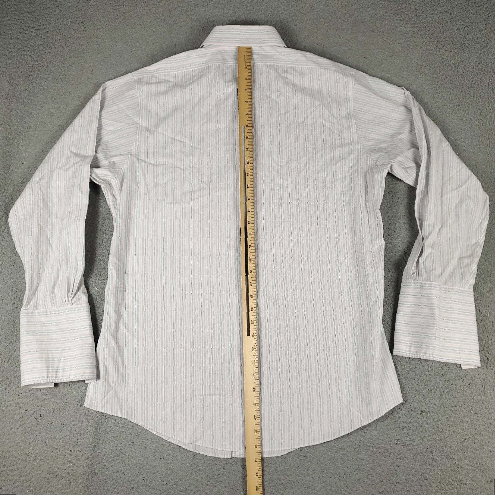 Brooks Brothers VINTAGE Brooks Brothers Dress Shirt Men Size 17 Blue Gray Stripe Long Sleeve French Cuff Business Casual Formal Size 46R - 4 Thumbnail