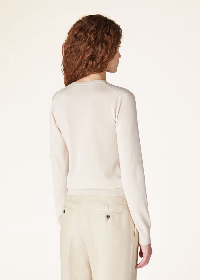 Loro Piana o1w1db10724 New Piuma V-Neck Sweater in Off White Size XL / US 12-14 / IT 48-50 - 6 Thumbnail