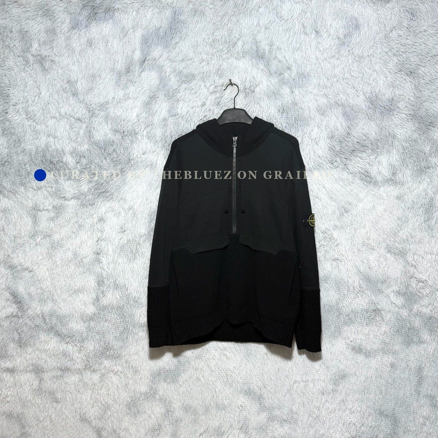 Stone Island Stone Island Knit Panel Half-Zip Hoodie Size US XL / EU 56 / 4 - 7 Thumbnail