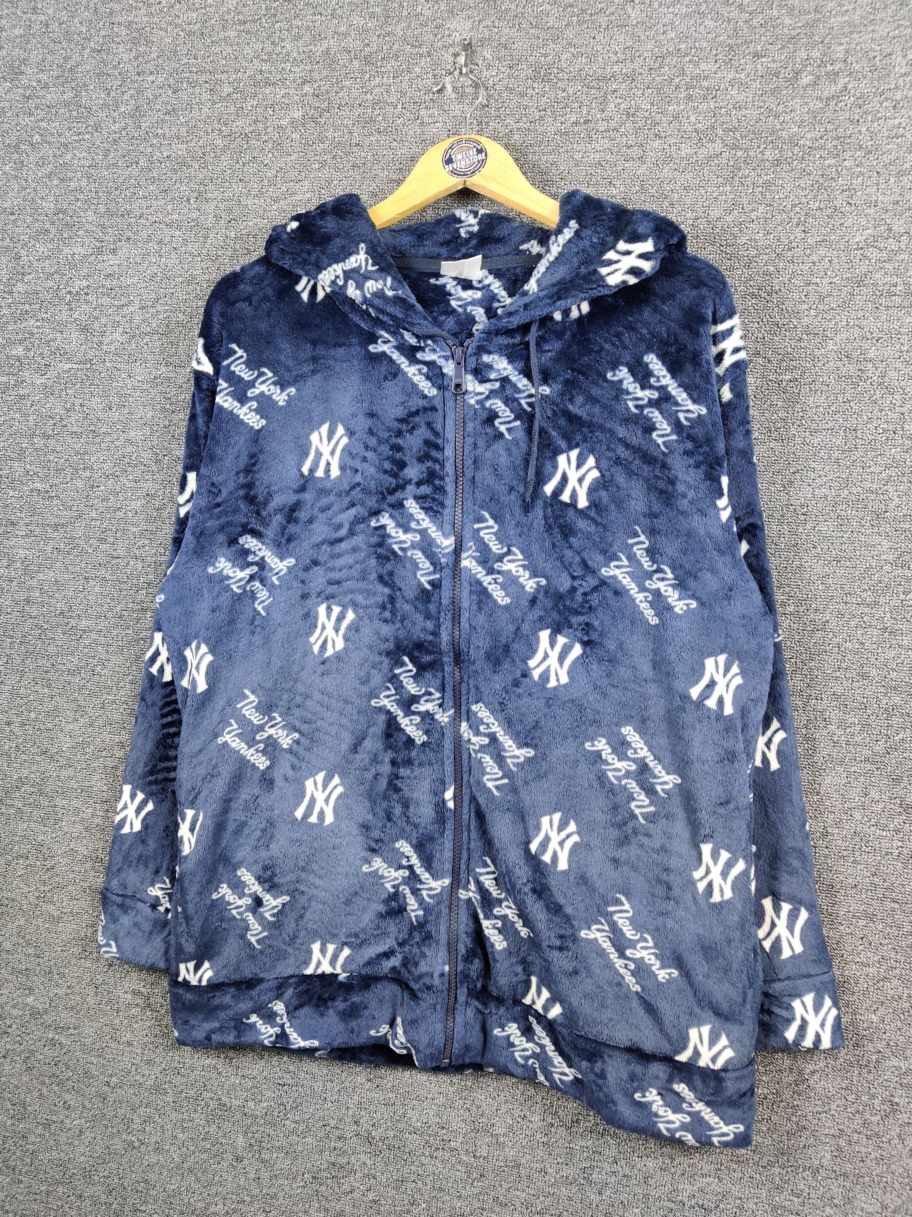 MLB × New York Yankees × Vintage MLB New York Yankees Fleece Fullprint Zipper Hoodie Jacket Size US L / EU 52-54 / 3 - 2 Thumbnail