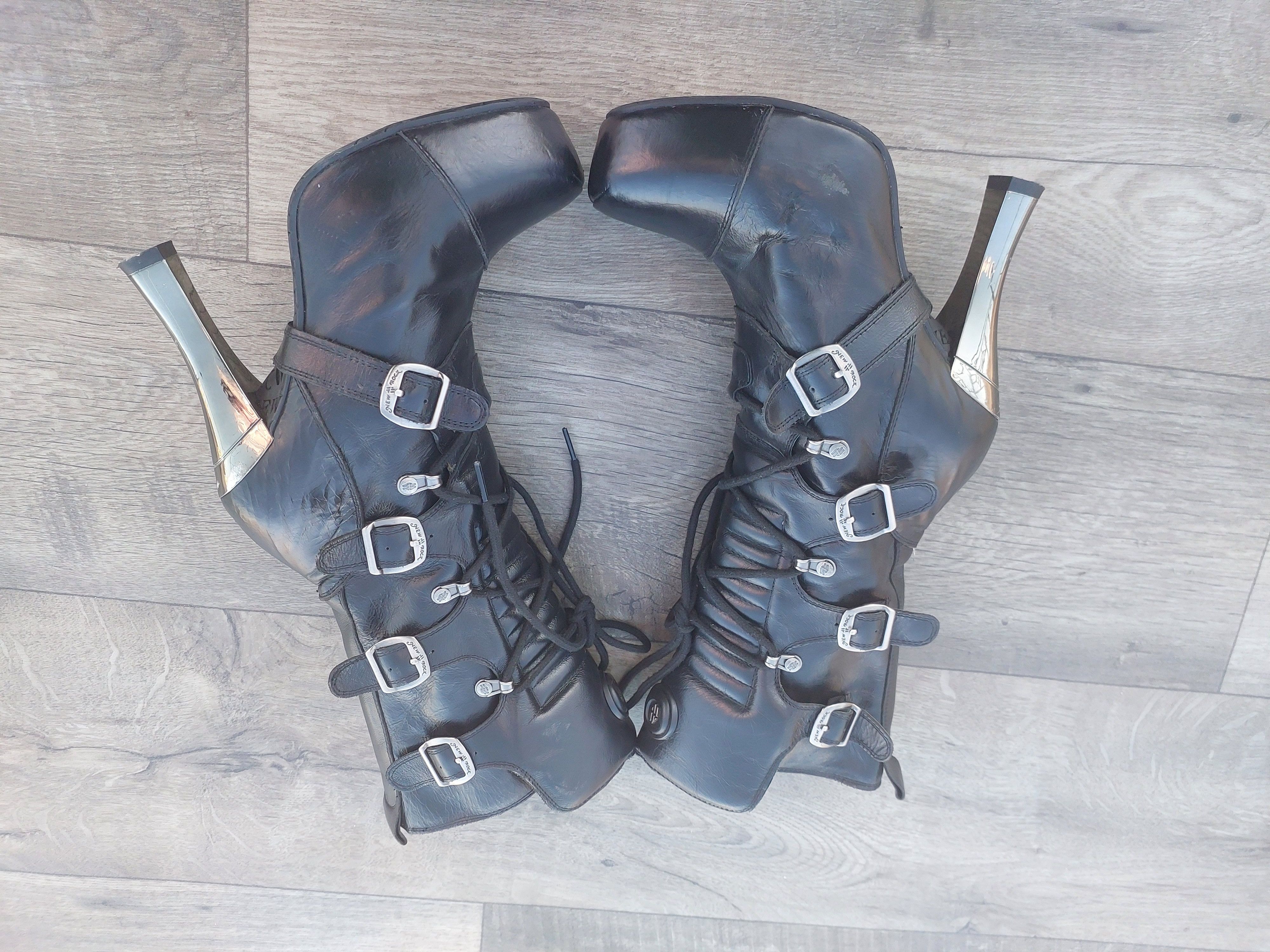 New Rock New Rock M-PUNK001-C1 heeled boots in black leather. Size US 9 / IT 39 - 1 Thumbnail