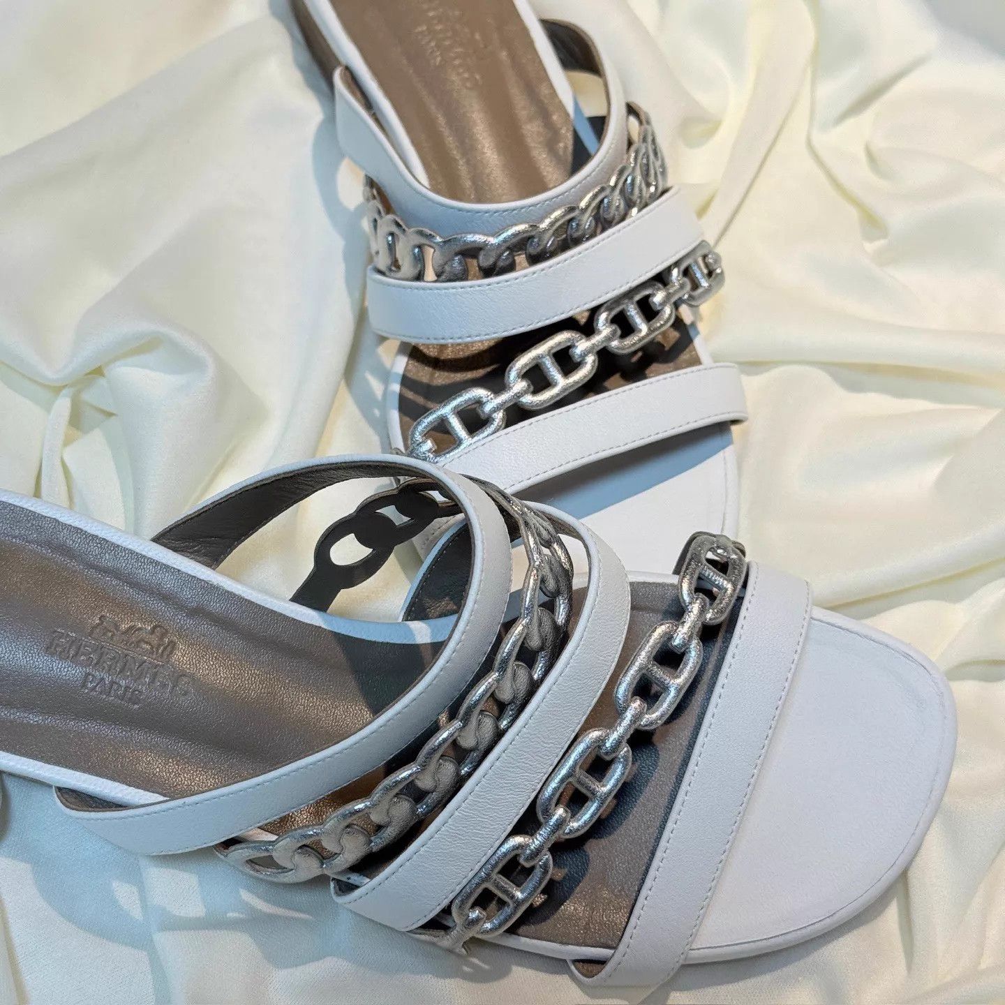 Hermes Hermes Silver Chain Strap Slipper 36 99 New 9k Size US 5.5 / IT 35.5 - 8 Thumbnail