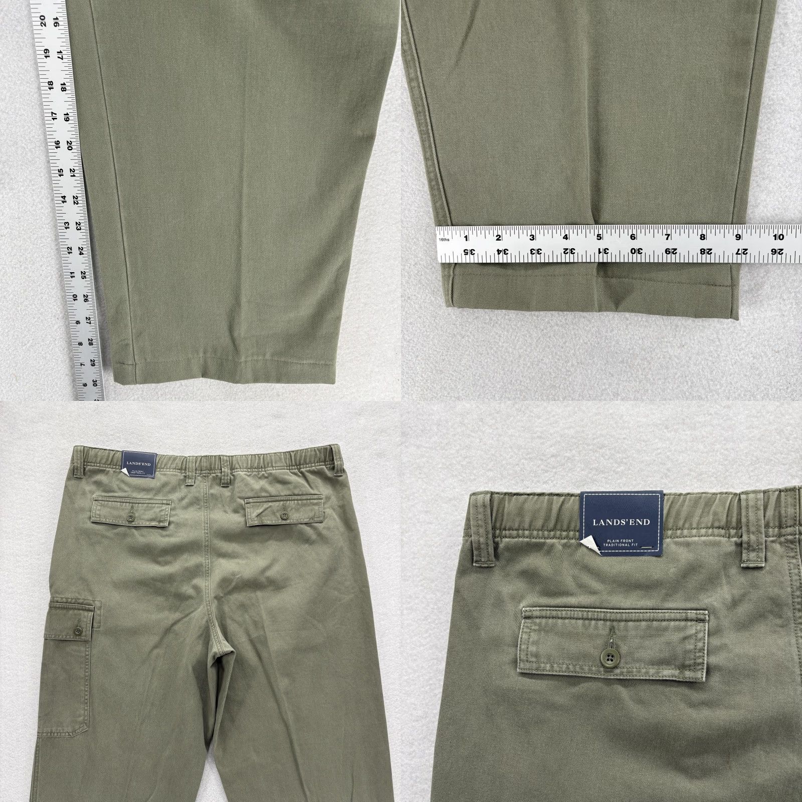Lands' End Lands' End Cargo Pants Mens Large Green Classic Fit Elastic Waist Workwear NWT Size US 33 - 8 Thumbnail