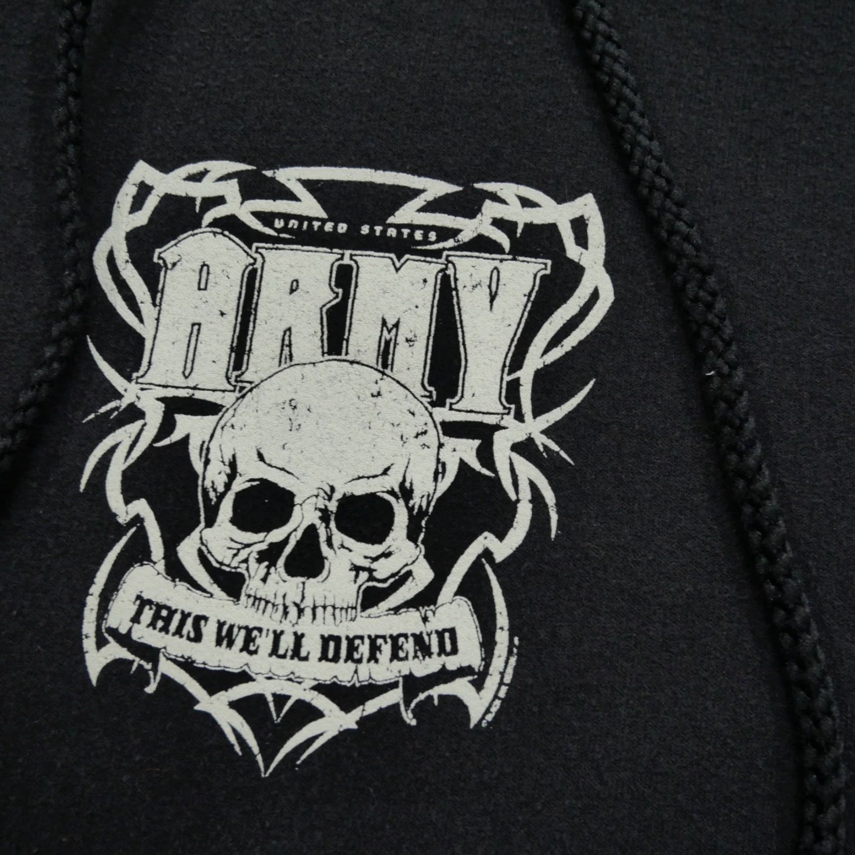 Hanes Vintage US Army Hoodie Adult Large Black Pullover Skull Y2K Size US L / EU 52-54 / 3 - 3 Thumbnail