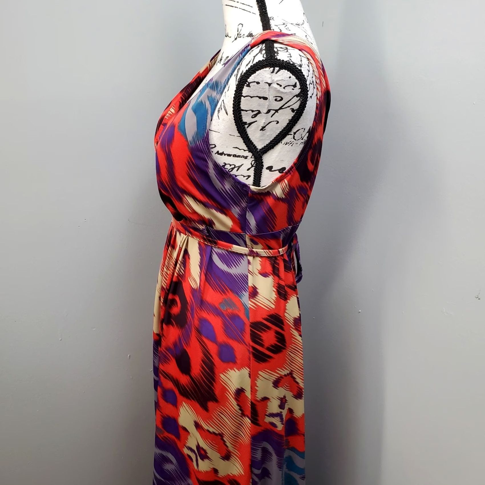 Vintage Attention Wrap Dress Womens Large Multi Geo Print Belted Waist Vacation Beach Dress Size L / US 10 / IT 46 - 4 Thumbnail