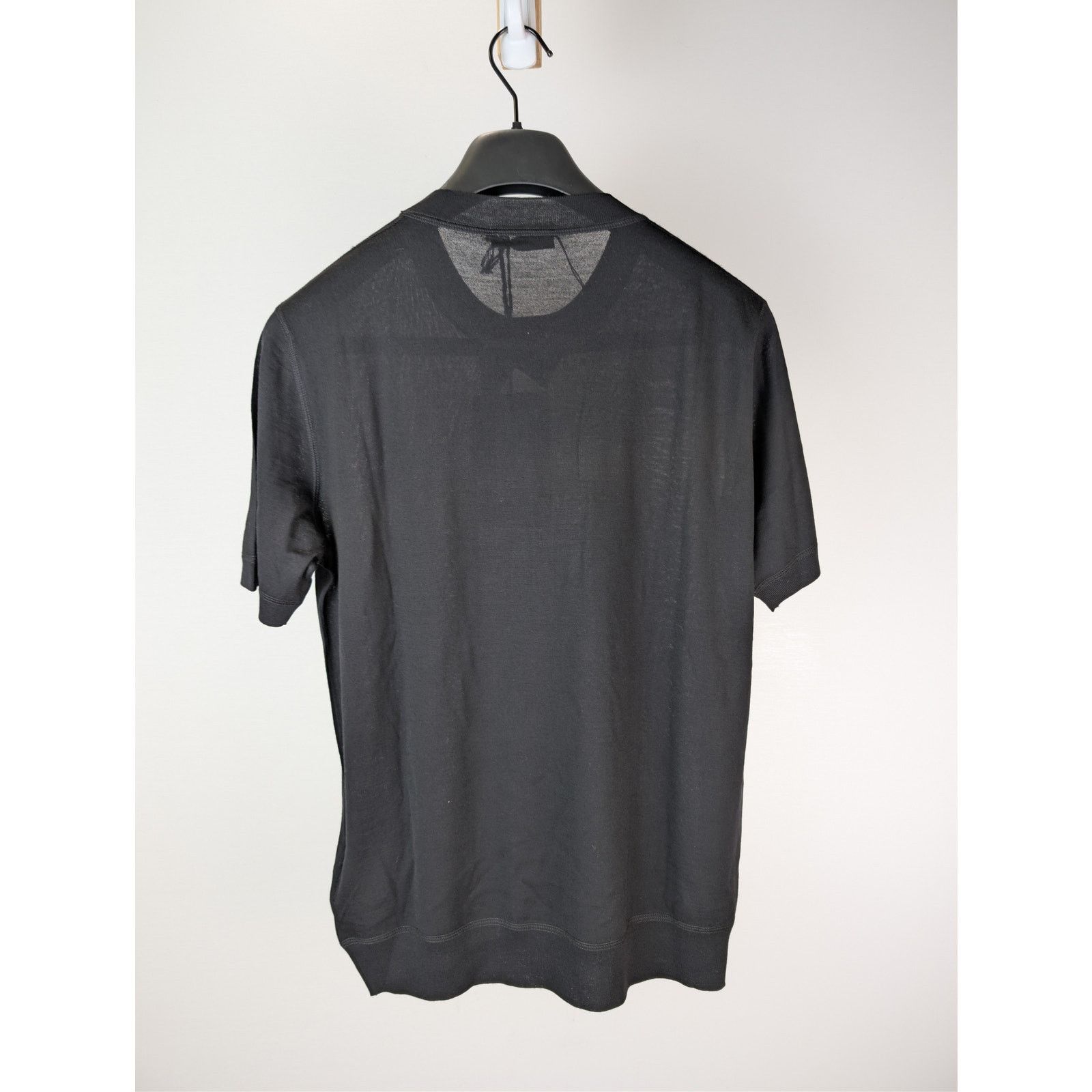 Prada o1rshd1 Logo Intarsia Short Sleeve Crewneck Sweater in Black Size US M / EU 48-50 / 2 - 15 Thumbnail