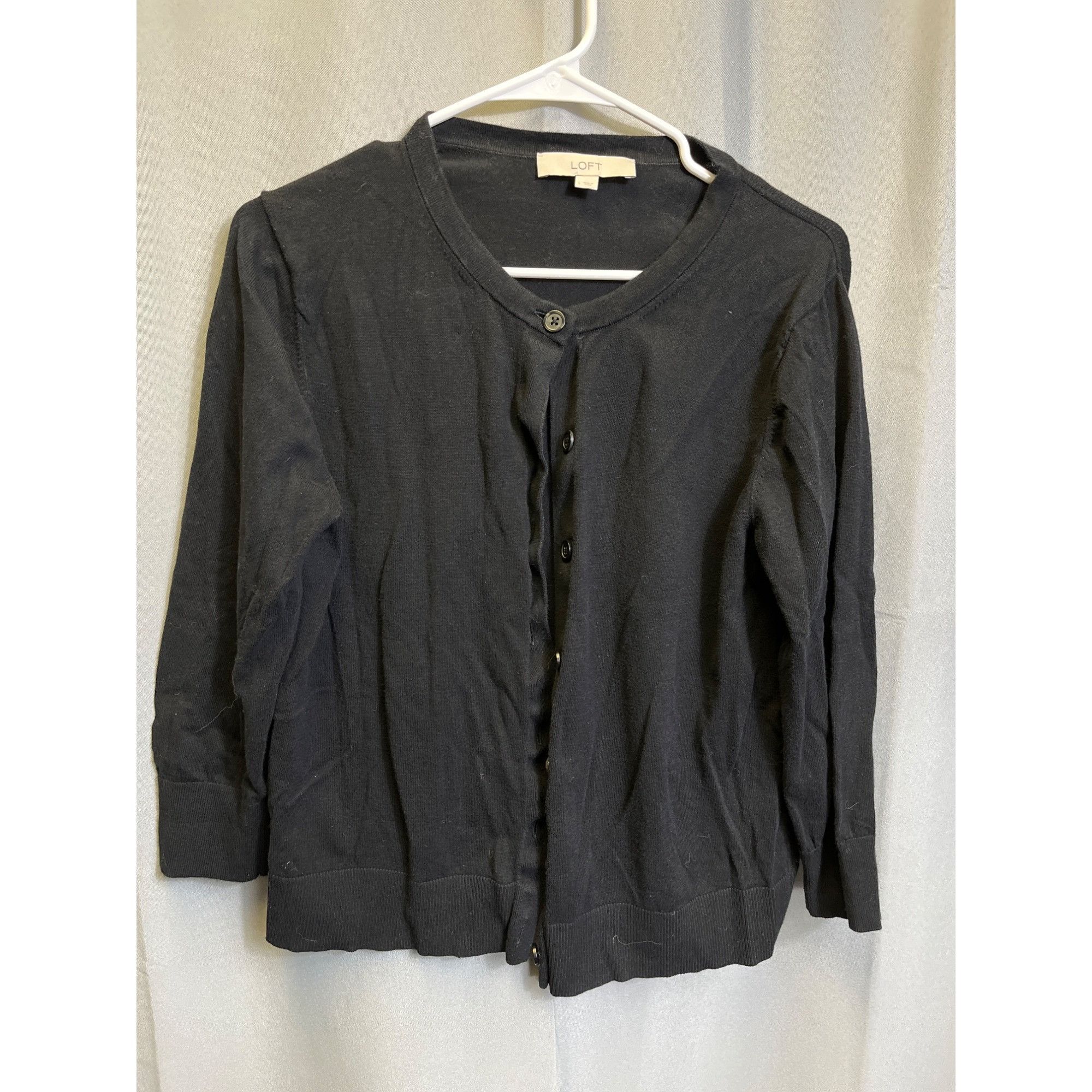 Loft Loft SKU 7698 Womens Black Long sleeve button up Cardigan Si Size L / US 10 / IT 46 - 1 Thumbnail