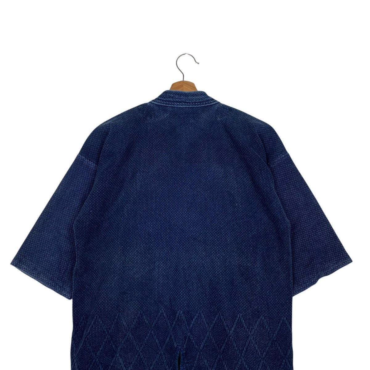 Vintage 90's Blue Indigo Sashiko Thick Weave Kimono Jacket 2767-C125 Size US M / EU 48-50 / 2 - 14 Thumbnail