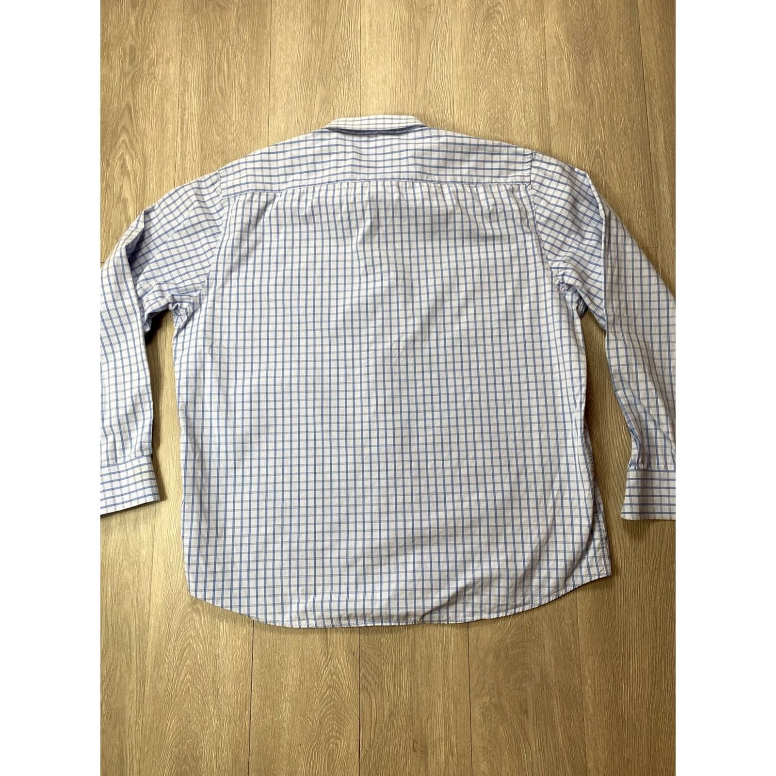 UNTUCKit UNTUCKit Shirt Mens XXL Blue Checked Plaid Long Sleeve Button Down Casual Business Knit Cotton Regular Fit Size US XXL / EU 58 / 5 - 6 Thumbnail