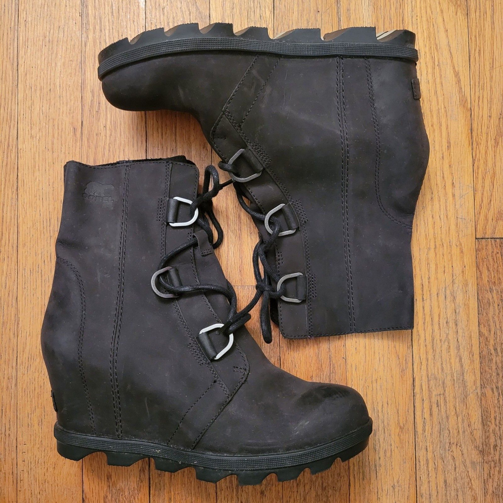 SOREL Sorel 9 Joan Arctic Wedge II Boots Black Leather Waterproof Size US 9 / IT 39 - 1 Thumbnail