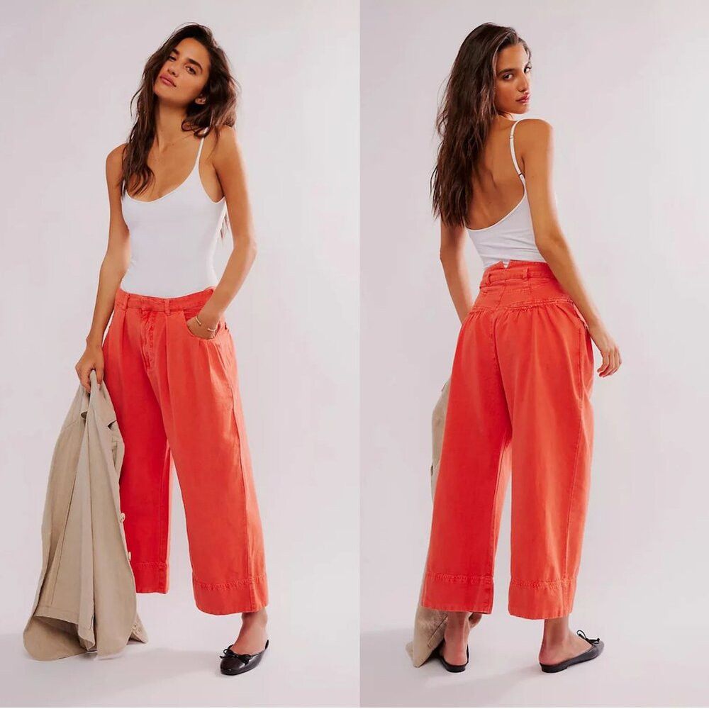 Free People New Free People Sweet Talk Chino Red Mango Pants Size 10 Size 32" / US 10 / IT 46 - 1 Thumbnail