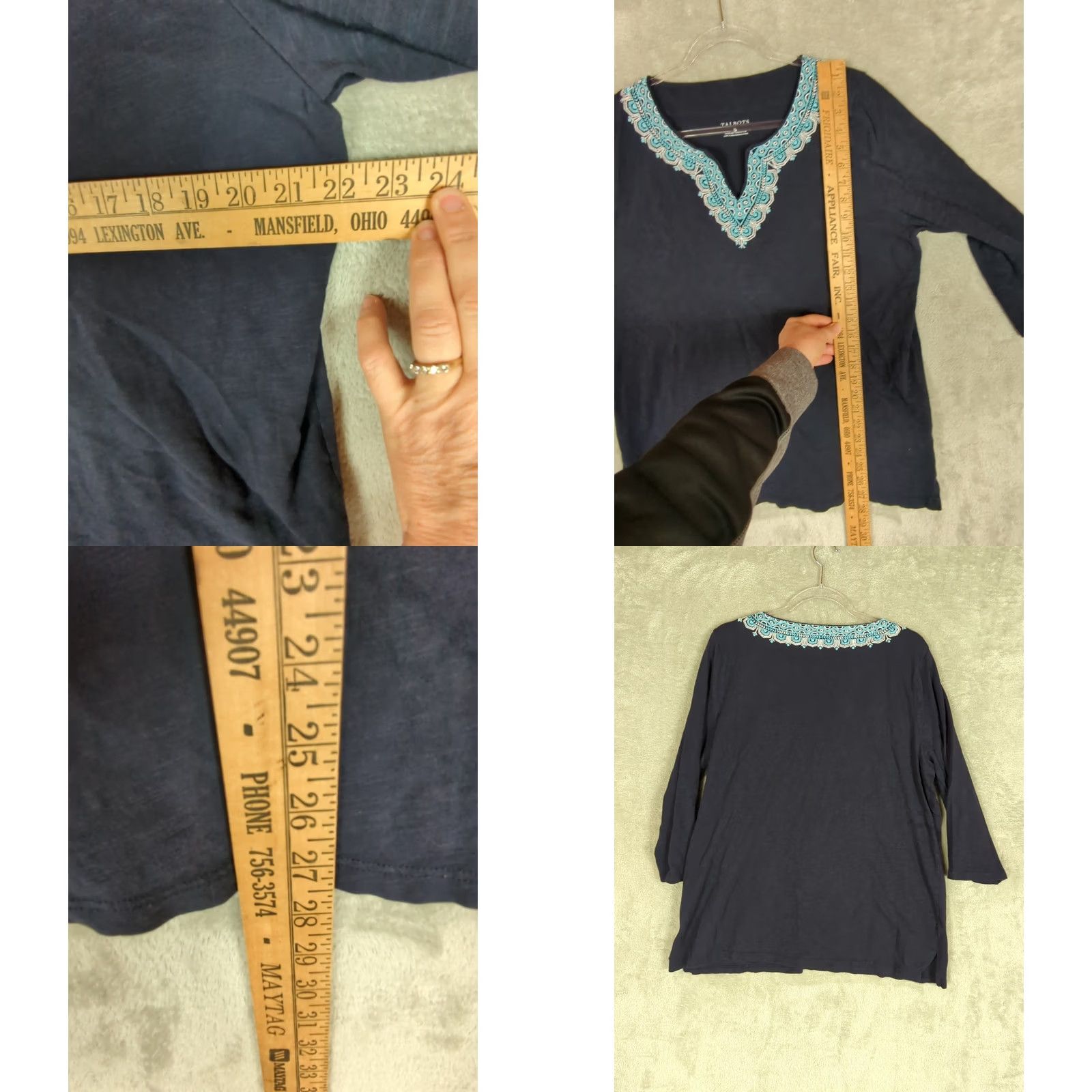 Talbots Talbots Womens XL 3/4 Sleeve Embroidered T Shirt Blouse Tunic Blues Boho Casual Tunic Womens XL Blue Emroidered Shirt Blouse Tunic Size XL / US 12-14 / IT 48-50 - 8 Thumbnail