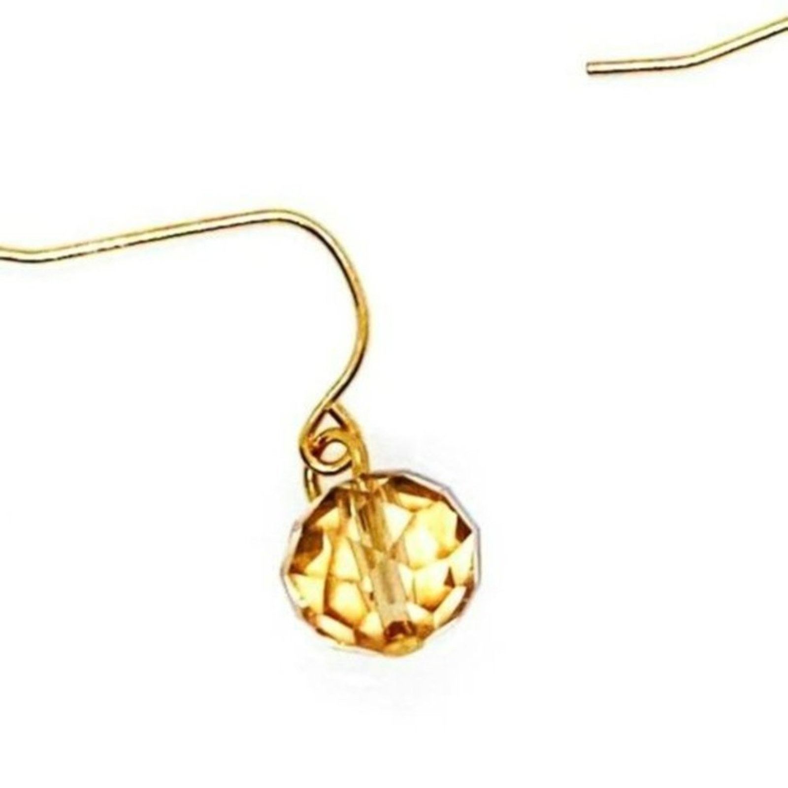 Handmade Gold-Tone Clear Amber Bead Dangle Earrings Size ONE SIZE - 3 Thumbnail
