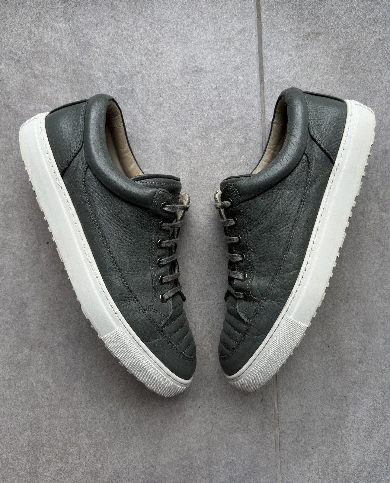 Vintage ETQ Amsterdam Low Designer Gray Mens Leather Trainers Shoes Size US 12 / EU 45 - 2 Thumbnail