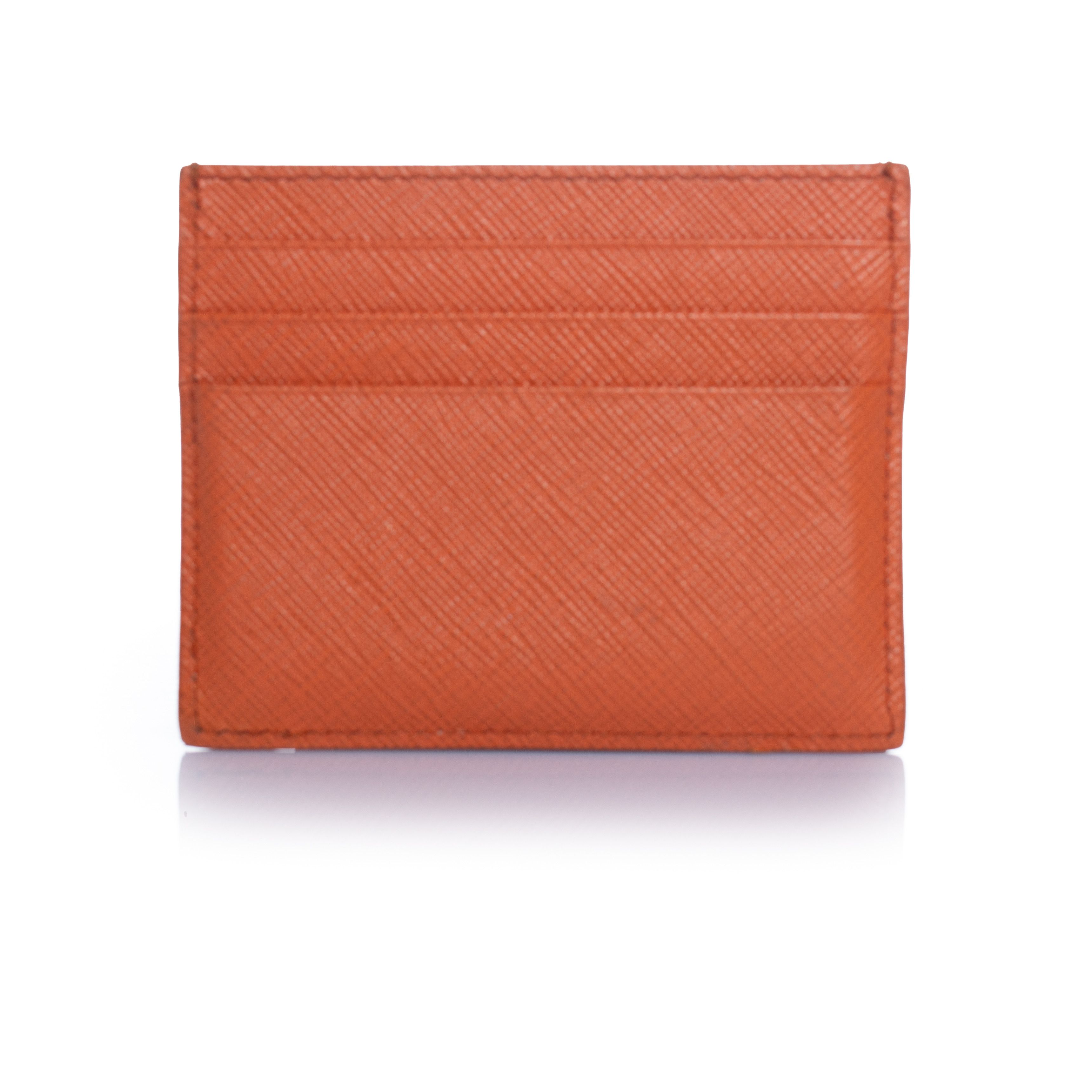 Prada Prada, saffiano leather card holder in orange Size ONE SIZE - 2 Thumbnail