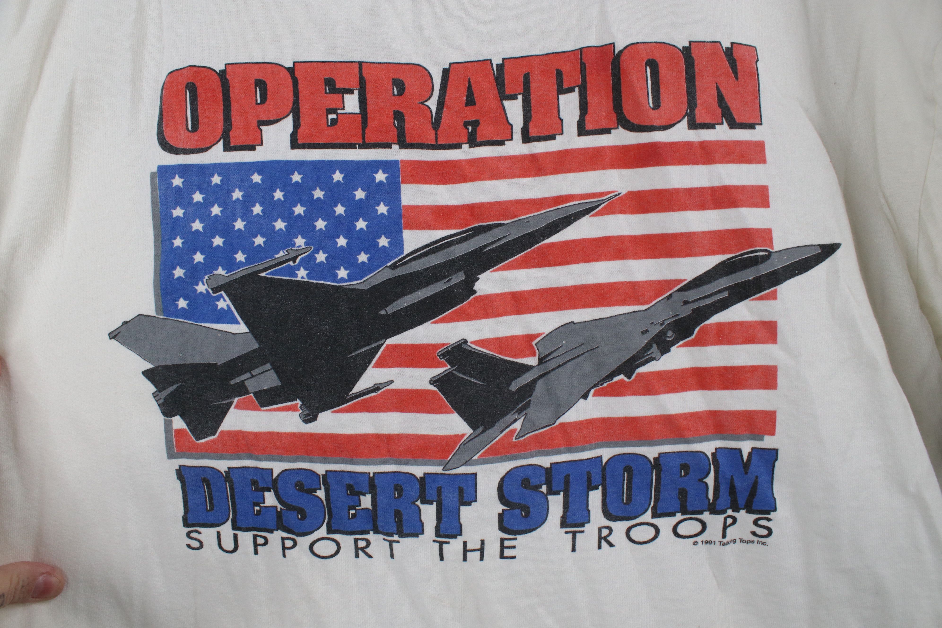 Vintage Vintage 90s Operation Desert Military T-Shirt White USA Size US XL / EU 56 / 4 - 4 Thumbnail