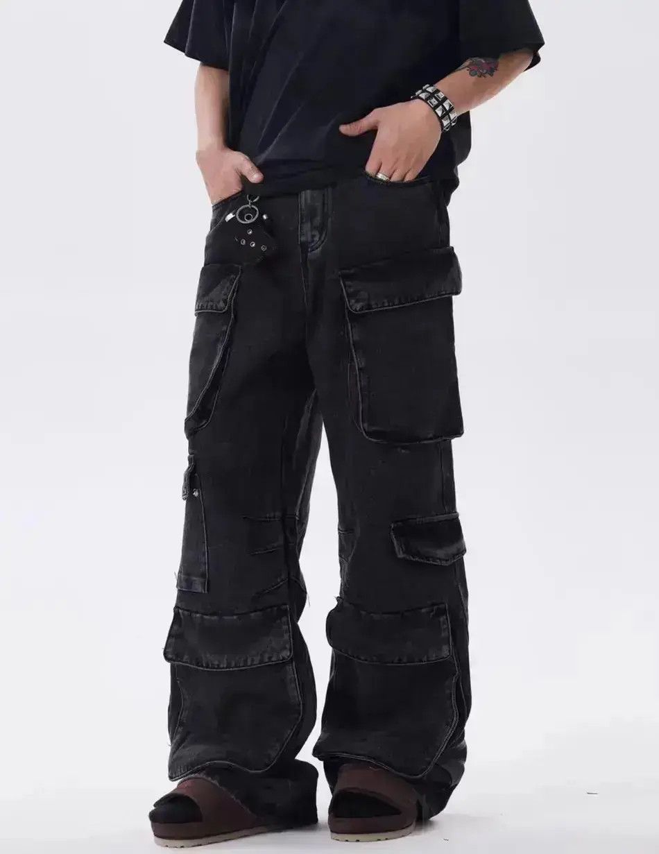 Japanese Brand Heavy vintage wash multi-pocket baggy design jeans Size US 32 / EU 48 - 3 Thumbnail