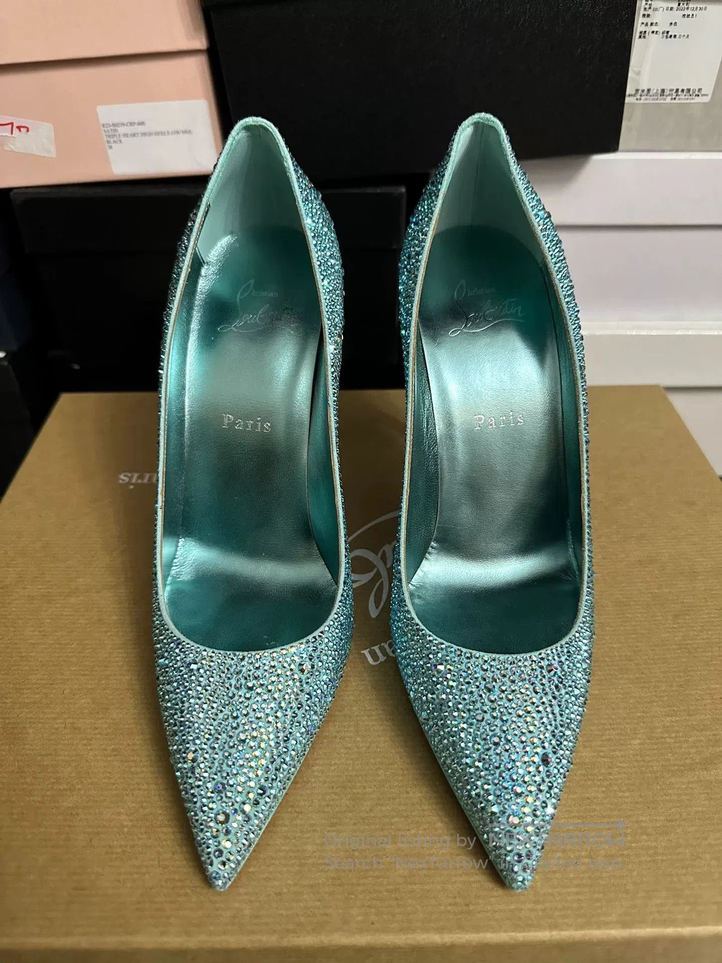 Christian Louboutin Christian Louboutin Blue Crystal Heels 39. Size US 8 / IT 38 - 1 Thumbnail