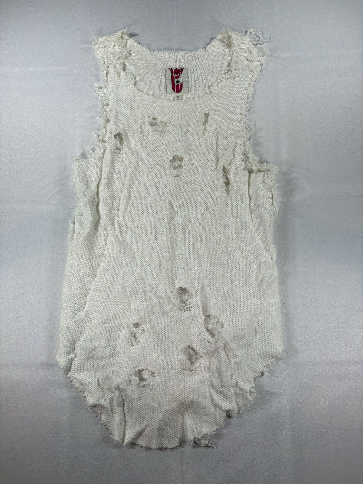 Other Distressed Knit Tank XL Cream Grunge Punk Vest Size US XL / EU 56 / 4 - 1 Thumbnail